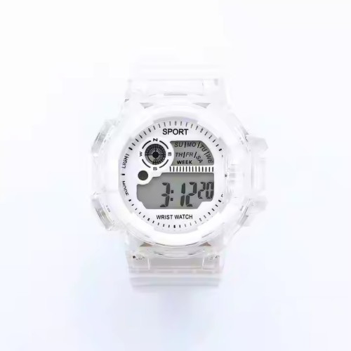 Wholesale Summer Gift Transparent case Children Lady chronograph sport Wristwatch Cheap electronic Digital watch